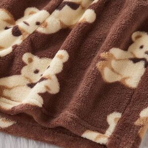 Cozy Brown Teddy Print Fleece Shorts
